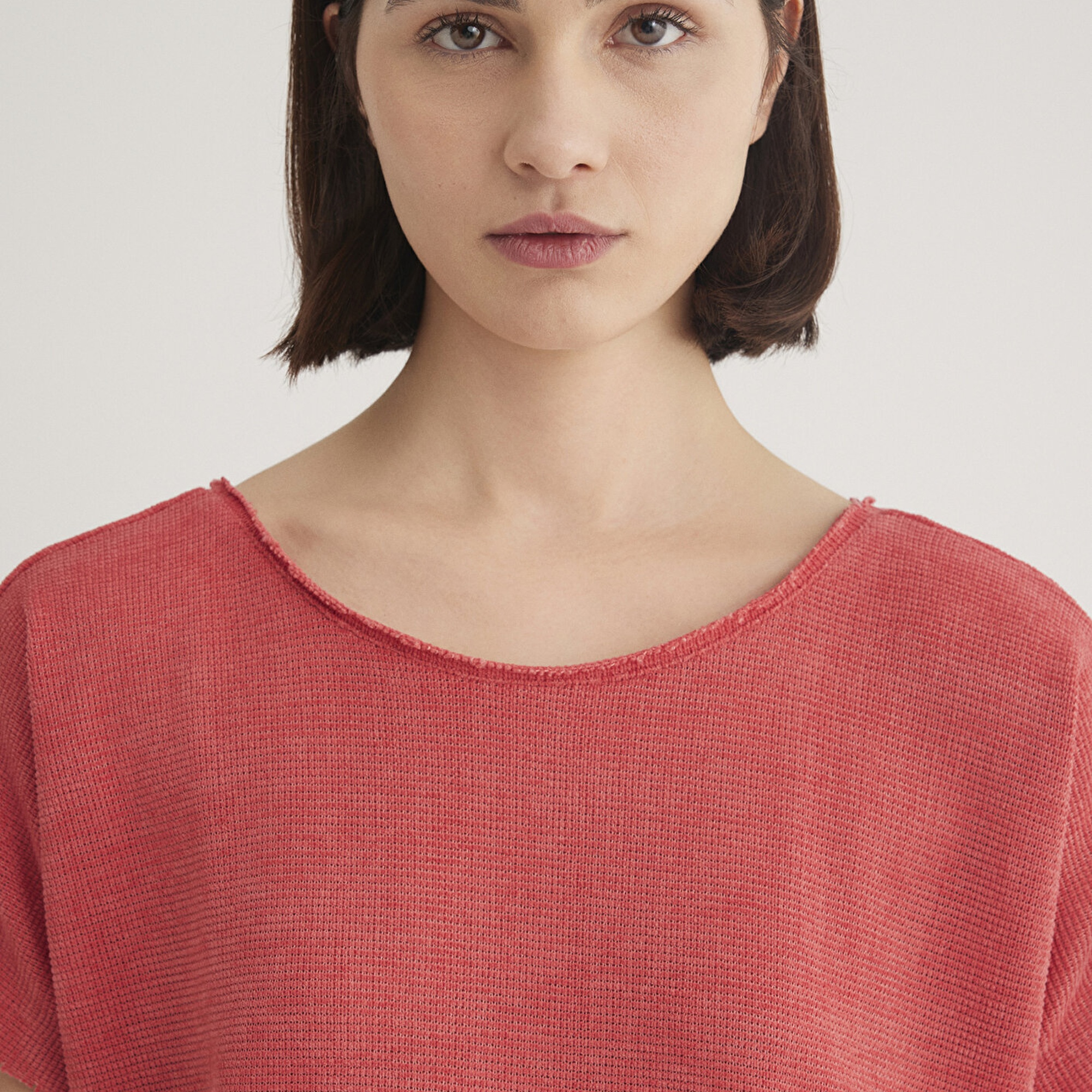 Mavi Dokulu Pembe Basic Tişört Loose Fit / Bol Rahat Kesim 167311-71102