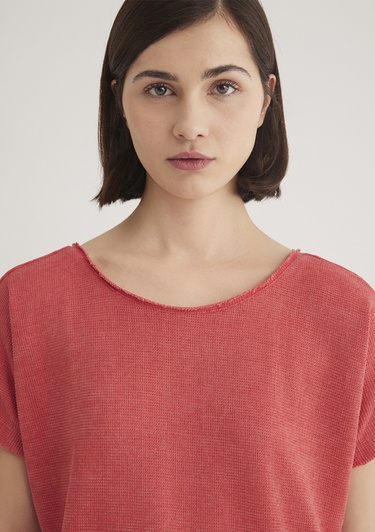  Mavi Dokulu Pembe Basic Tişört Loose Fit / Bol Rahat Kesim 167311-71102