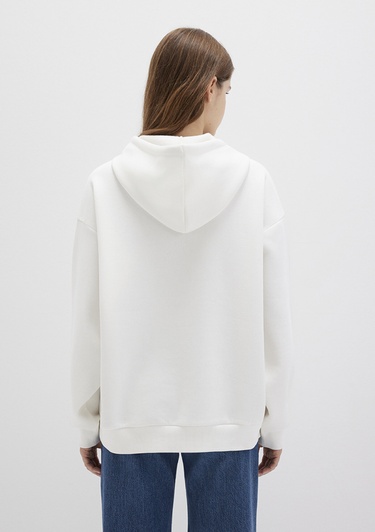  Mavi Mavi Logo Baskılı Kapüşonlu Beyaz Sweatshirt 1600361-81964