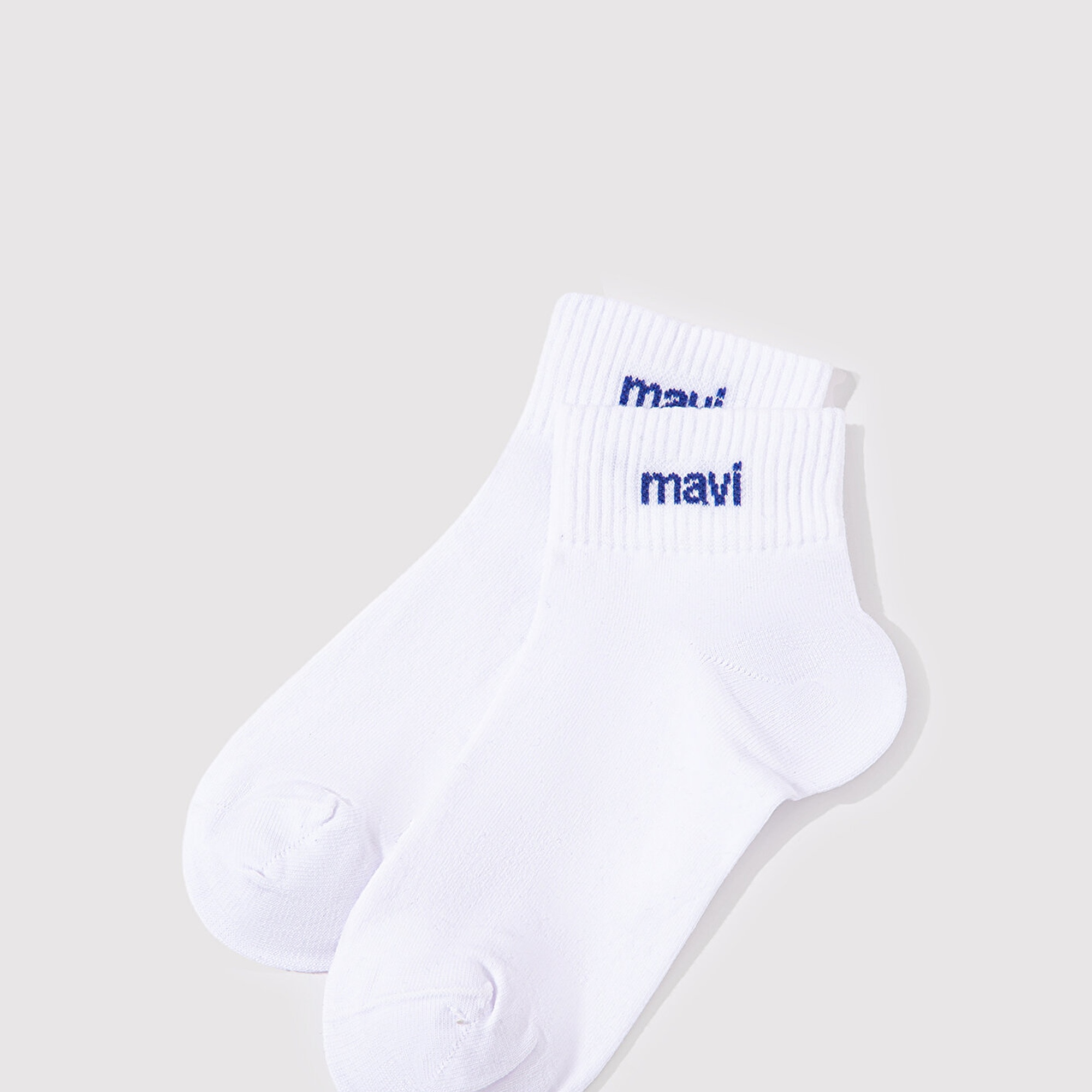 Mavi Mavi Logo Detaylı Beyaz Soket Çorap 1910331-620