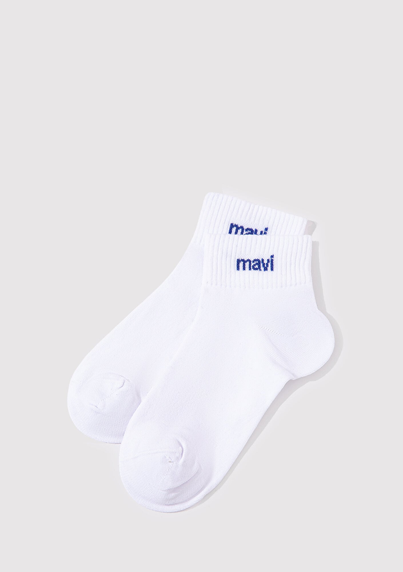  Mavi Mavi Logo Detaylı Beyaz Soket Çorap 1910331-620