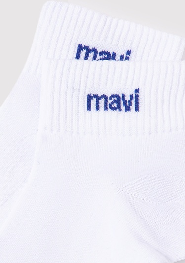  Mavi Mavi Logo Detaylı Beyaz Soket Çorap 1910331-620