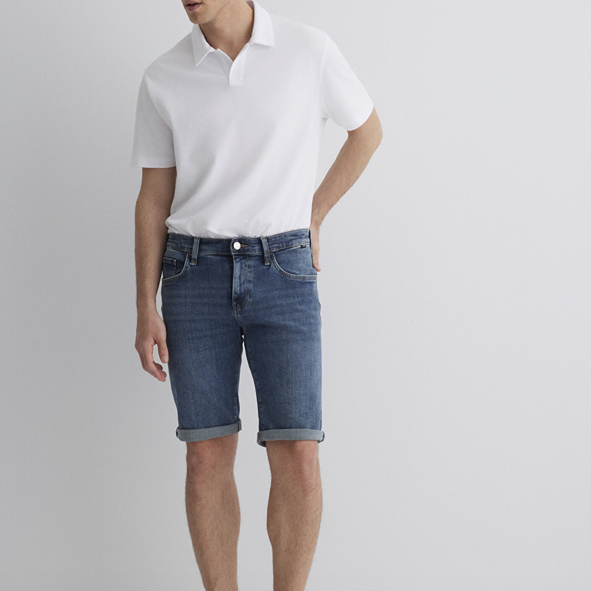 Mavi Nicholas Mavi Black Puslu Koyu Mavi Jean Şort 0416084465