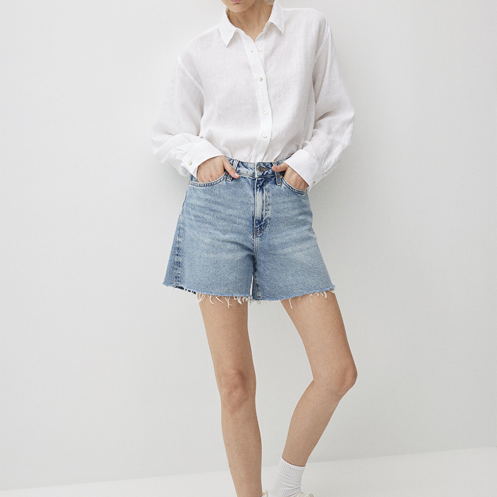 Mavi Millie 90lar Gölgeli Indigo Mavisi Jean Şort 1458934576