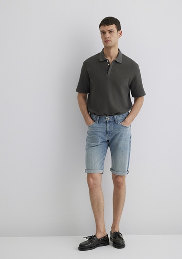  Mavi Nicholas Mavi Premium Puslu Açık MaviJean Şort 0416028720