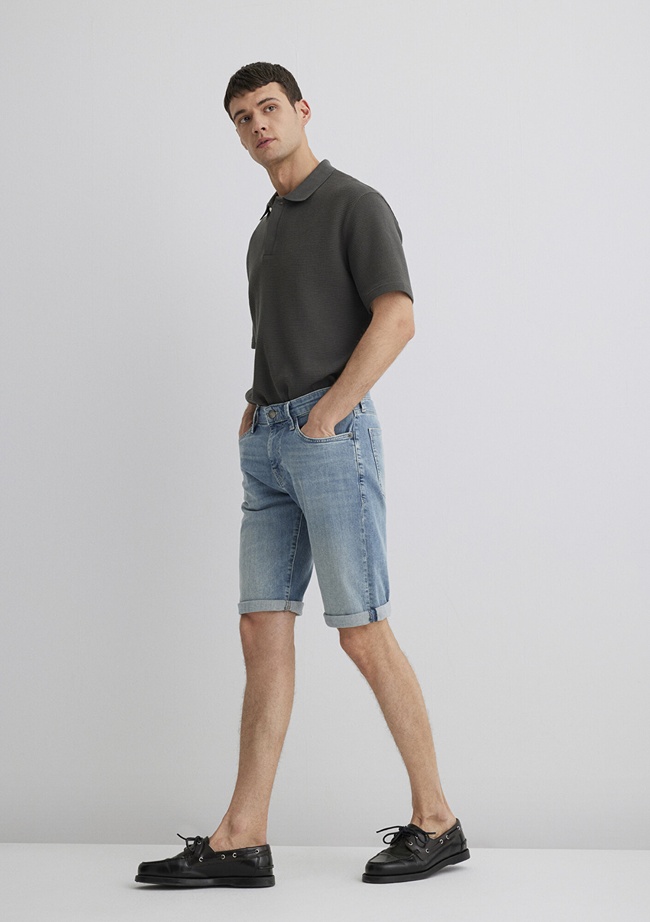  Mavi Nicholas Mavi Premium Puslu Açık MaviJean Şort 0416028720