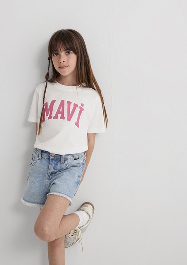  Mavi Mavi Logo Baskılı Beyaz Tişört Regular Fit / Normal Kesim 7610109-70057