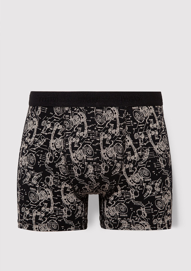  Mavi Grafik Baskılı Siyah Boxer 092070-900