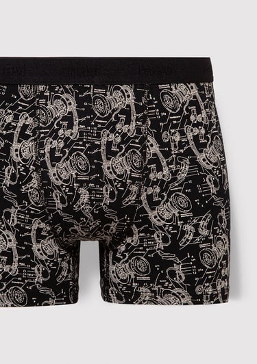  Mavi Grafik Baskılı Siyah Boxer 092070-900