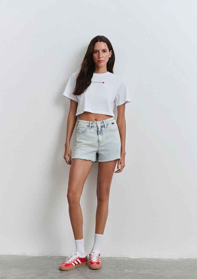  Mavi Cherry 90lar Buz Mavi Jean Şort 1410022-84423