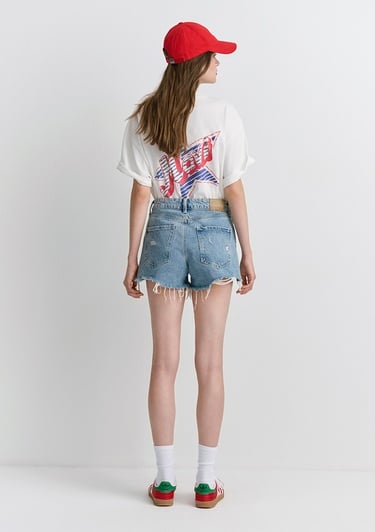  Mavi Tyra 90lar Yırtıklı Açık Mavi Jean Şort 1410011-84425