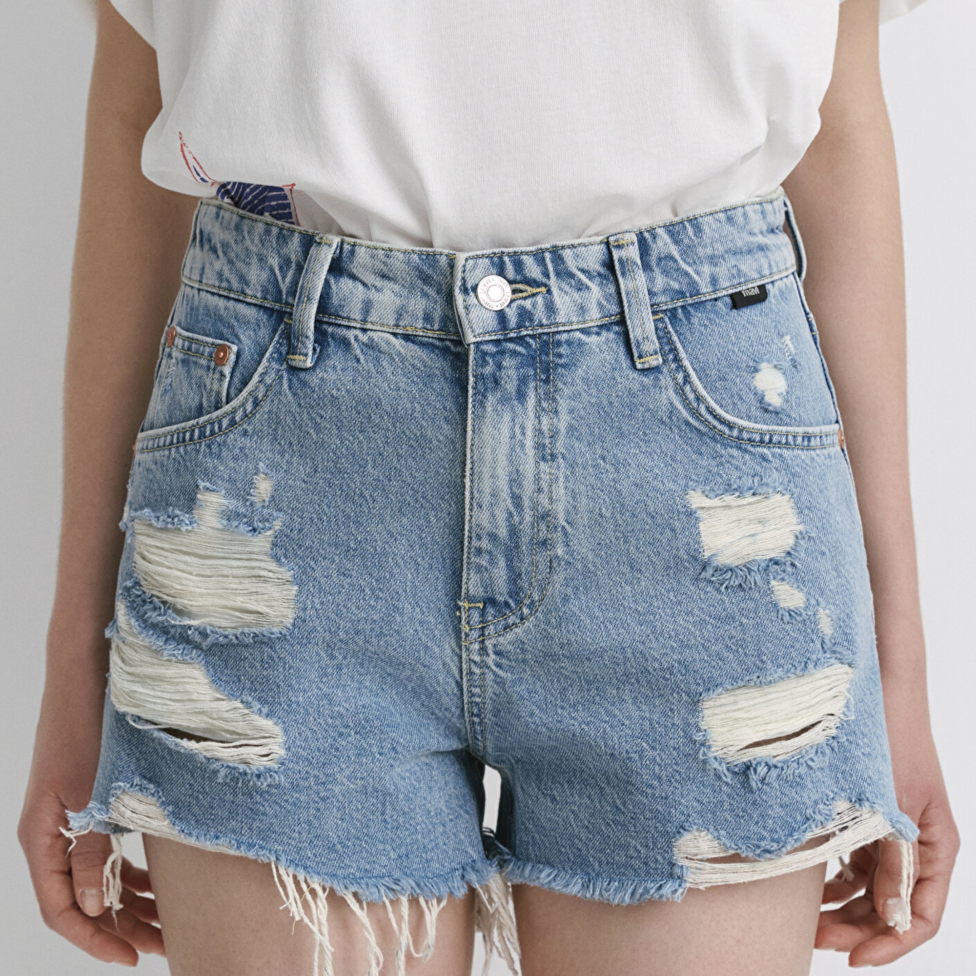 Mavi Tyra 90lar Yırtıklı Açık Mavi Jean Şort 1410011-84425