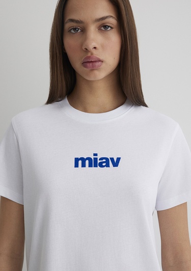  Mavi Miav Baskılı Beyaz Tişört Regular Fit / Normal Kesim 1610622-620