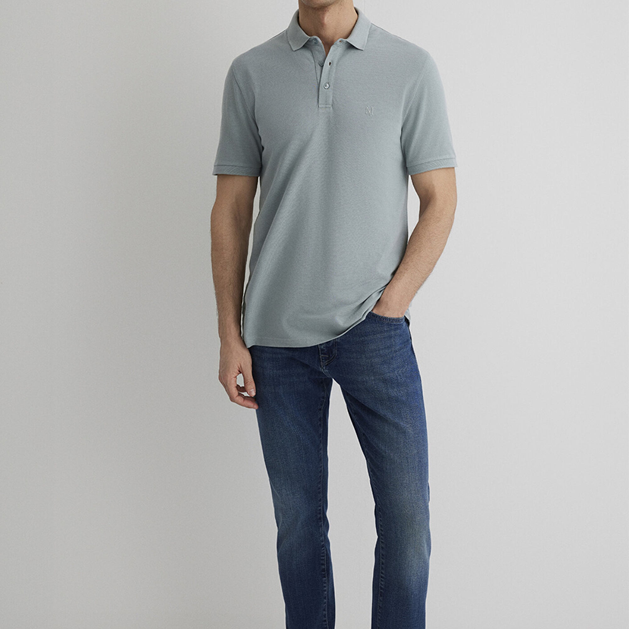 Mavi Açık Mavi Modal Polo Tişört Slim Fit / Dar Kesim 066157-31345