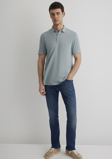  Mavi Açık Mavi Modal Polo Tişört Slim Fit / Dar Kesim 066157-31345