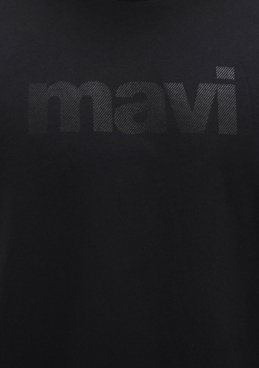  Mavi Mavi Logo Baskılı Siyah Tişört Loose Fit / Bol Rahat Kesim 0611807-900