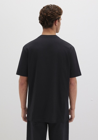  Mavi Mavi Logo Baskılı Siyah Tişört Loose Fit / Bol Rahat Kesim 0611807-900