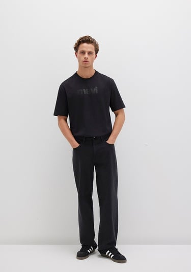  Mavi Mavi Logo Baskılı Siyah Tişört Loose Fit / Bol Rahat Kesim 0611807-900