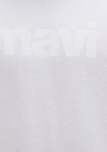  Mavi Mavi Logo Baskılı Beyaz Tişört Loose Fit / Bol Rahat Kesim 0611807-620