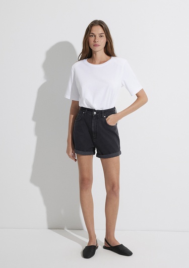  Mavi Clara 90lar Antrasit Jean Şort 1450181234
