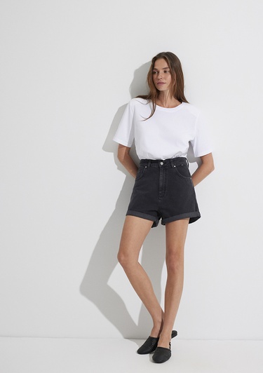  Mavi Clara 90lar Antrasit Jean Şort 1450181234