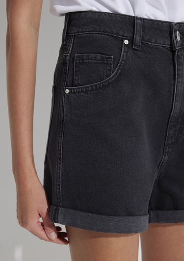  Mavi Clara 90lar Antrasit Jean Şort 1450181234