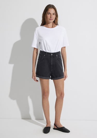  Mavi Clara 90lar Antrasit Jean Şort 1450181234