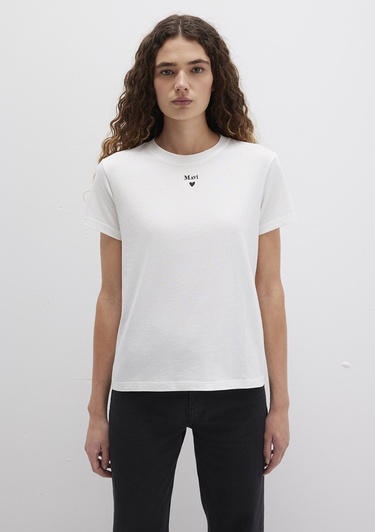  Mavi Mavi Logo Baskılı Beyaz Tişört Semi Slim Fit / Yarı Dar Kesim 1601185-33389