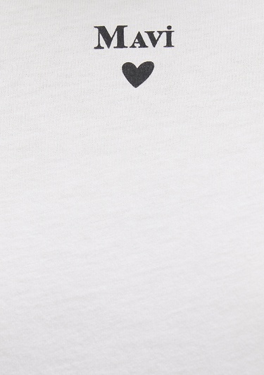  Mavi Mavi Logo Baskılı Beyaz Tişört Semi Slim Fit / Yarı Dar Kesim 1601185-33389
