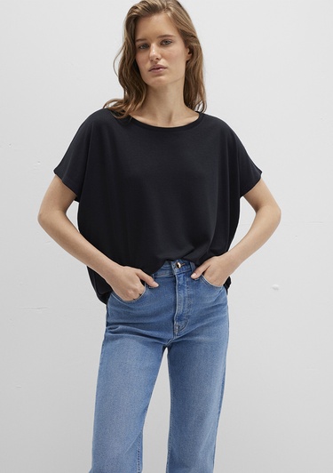  Mavi Lux Touch TENCEL TM Modal Siyah Basic Tişört Loose Fit / Bol Rahat Kesim 167245-900