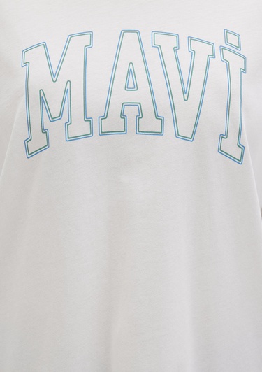  Mavi Mavi Logo Baskılı Beyaz Tişört Regular Fit / Normal Kesim 1611193-81964