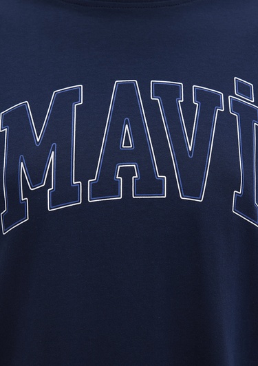  Mavi Mavi Logo Baskılı Lacivert Tişört Regular Fit / Normal Kesim 1611193-70488