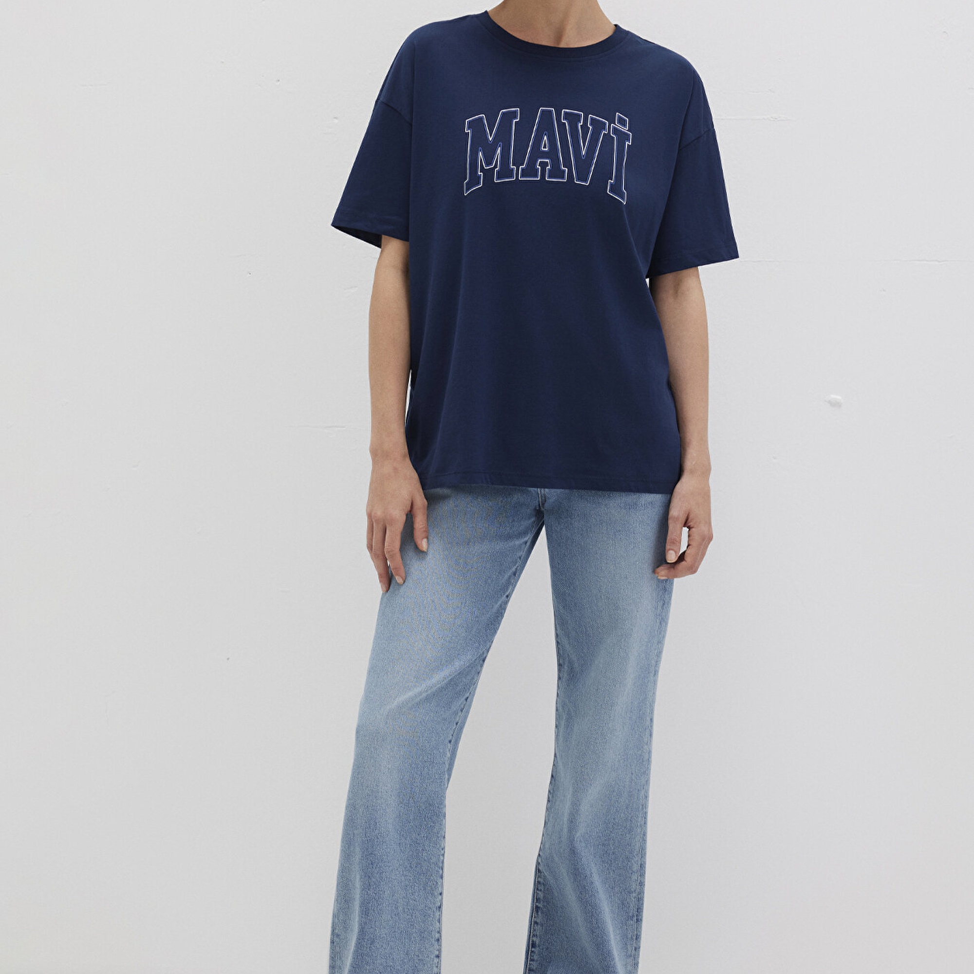 Mavi Mavi Logo Baskılı Lacivert Tişört Regular Fit / Normal Kesim 1611193-70488