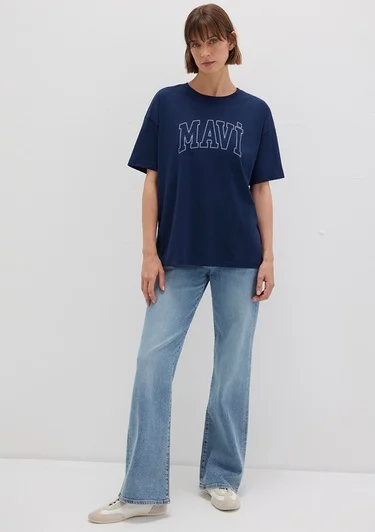  Mavi Mavi Logo Baskılı Lacivert Tişört Regular Fit / Normal Kesim 1611193-70488