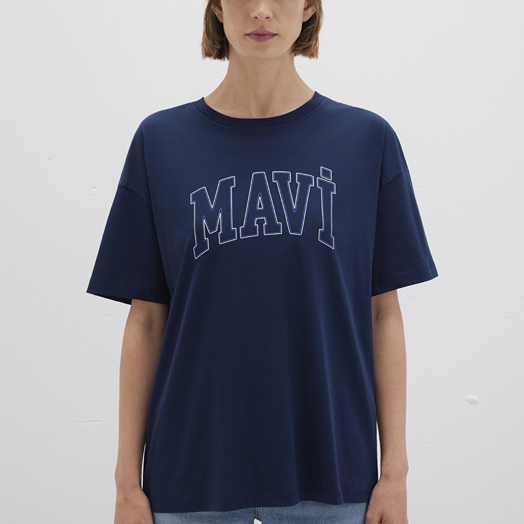 Mavi Mavi Logo Baskılı Lacivert Tişört Regular Fit / Normal Kesim 1611193-70488