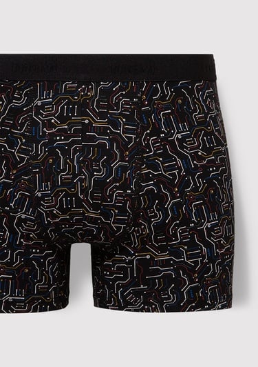  Mavi Baskılı Siyah Boxer 0910451-900