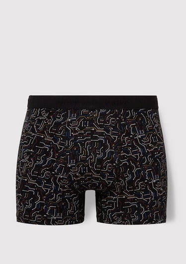  Mavi Baskılı Siyah Boxer 0910451-900
