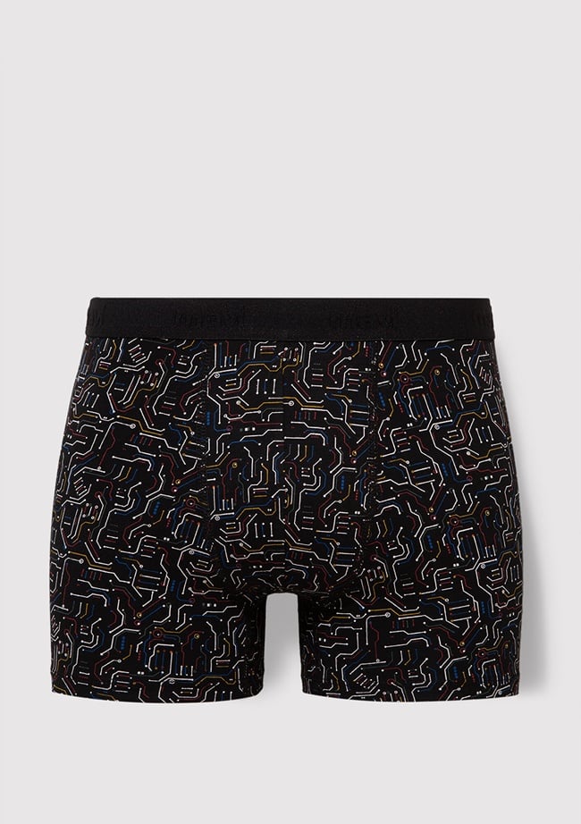  Mavi Baskılı Siyah Boxer 0910451-900