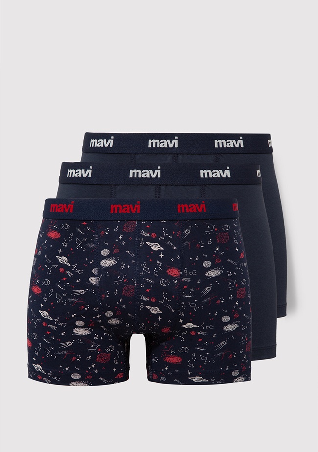  Mavi 3lü Lacivert Boxer 0910616-900