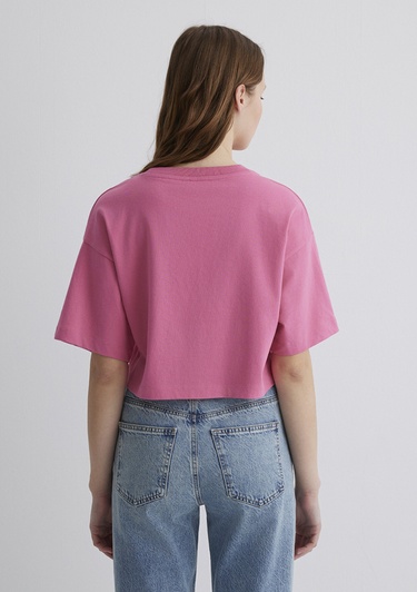  Mavi Mavi Logo Baskılı Pembe Crop Tişört Crop / Kısa Kesim 1611585-84670