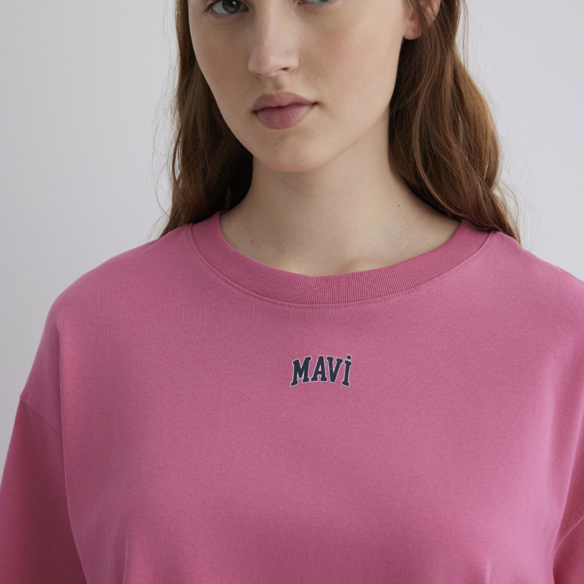 Mavi Mavi Logo Baskılı Pembe Crop Tişört Crop / Kısa Kesim 1611585-84670