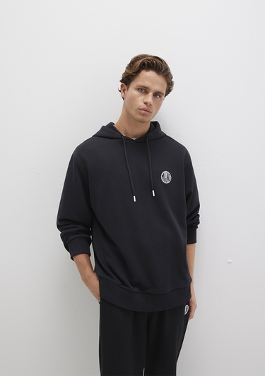 Mavi MVJNS Logo Baskılı Kapüşonlu Siyah Sweatshirt 0611786-900
