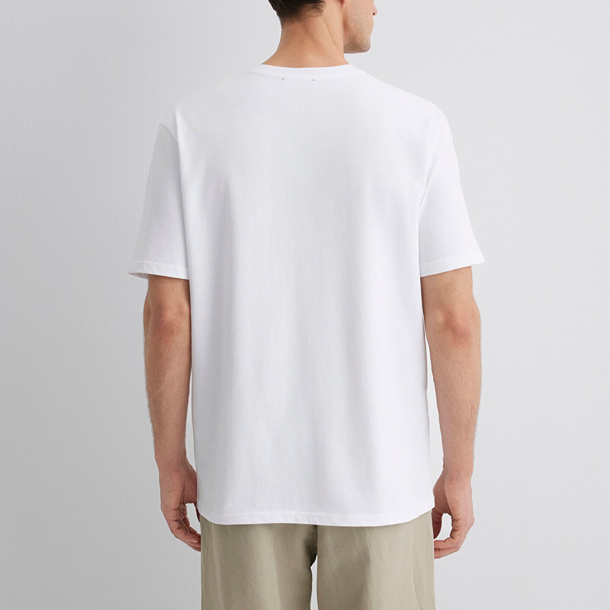 Mavi Bisiklet Yaka Beyaz Basic Tişört Loose Fit / Bol Rahat Kesim 0611596-620