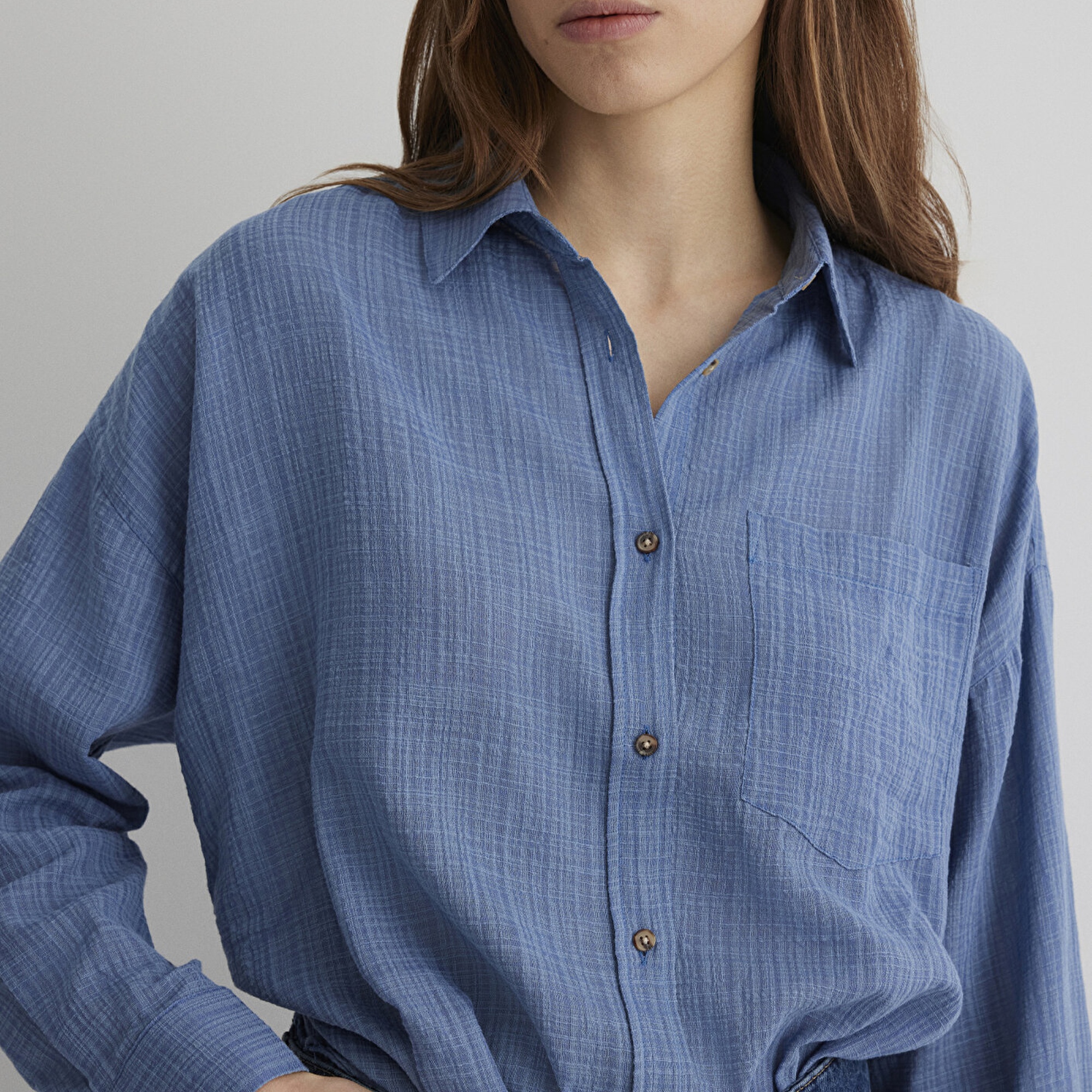 Mavi Oversize Mavi Gömlek Loose Fit / Bol Rahat Kesim 1210404-83767