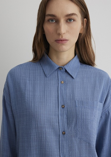  Mavi Oversize Mavi Gömlek Loose Fit / Bol Rahat Kesim 1210404-83767