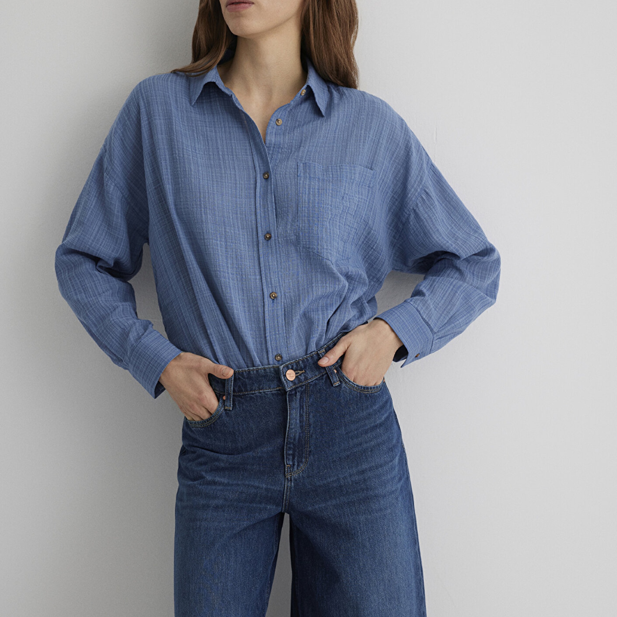 Mavi Oversize Mavi Gömlek Loose Fit / Bol Rahat Kesim 1210404-83767