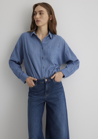  Mavi Oversize Mavi Gömlek Loose Fit / Bol Rahat Kesim 1210404-83767