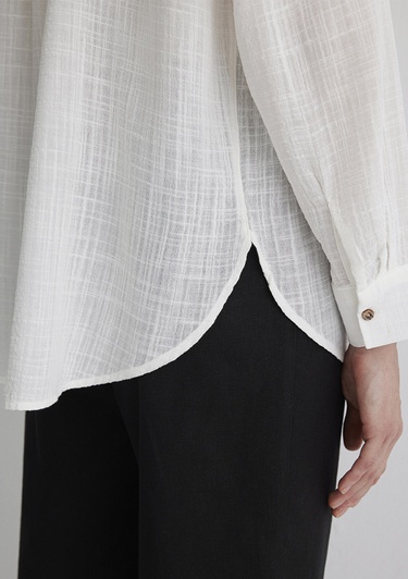  Mavi Oversize Ekru Gömlek Loose Fit / Bol Rahat Kesim 1210404-70057