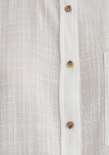  Mavi Oversize Ekru Gömlek Loose Fit / Bol Rahat Kesim 1210404-70057