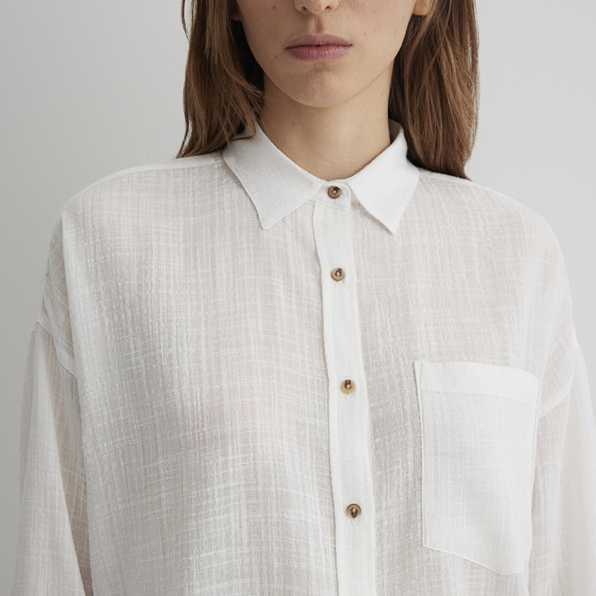 Mavi Oversize Ekru Gömlek Loose Fit / Bol Rahat Kesim 1210404-70057